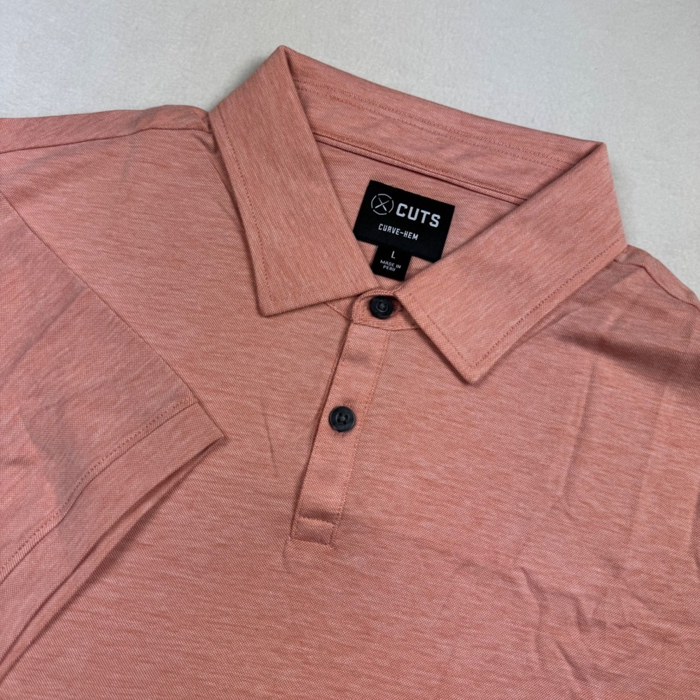 Cuts COZ Polo Shirt Large Adobe Curve Hem‎ Pima Cotton Blend Business Casual NWT